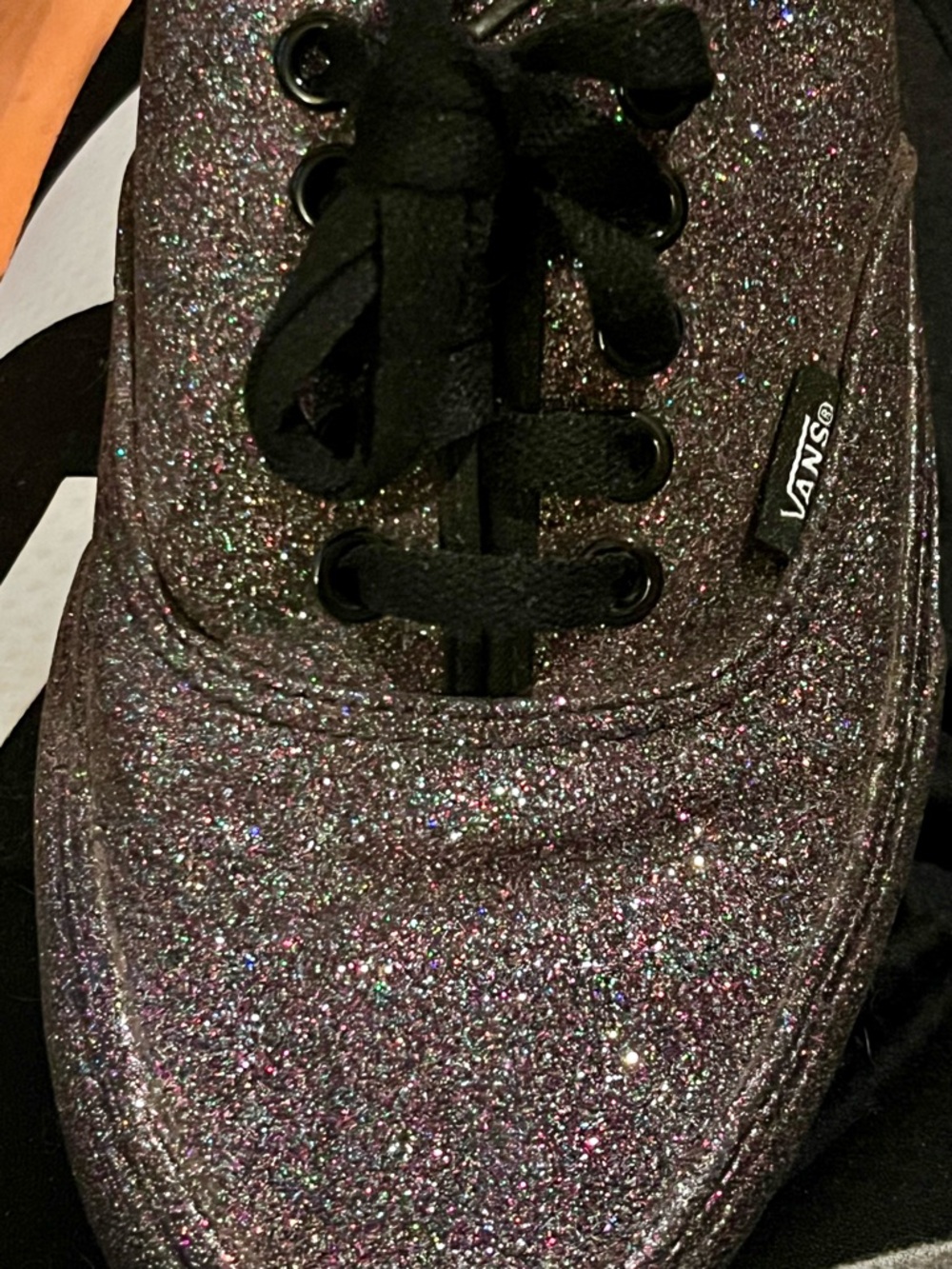 Women’s Vans Silver Glitter Lace-Up Sneakers with Black Accents - Picture 4 of 5